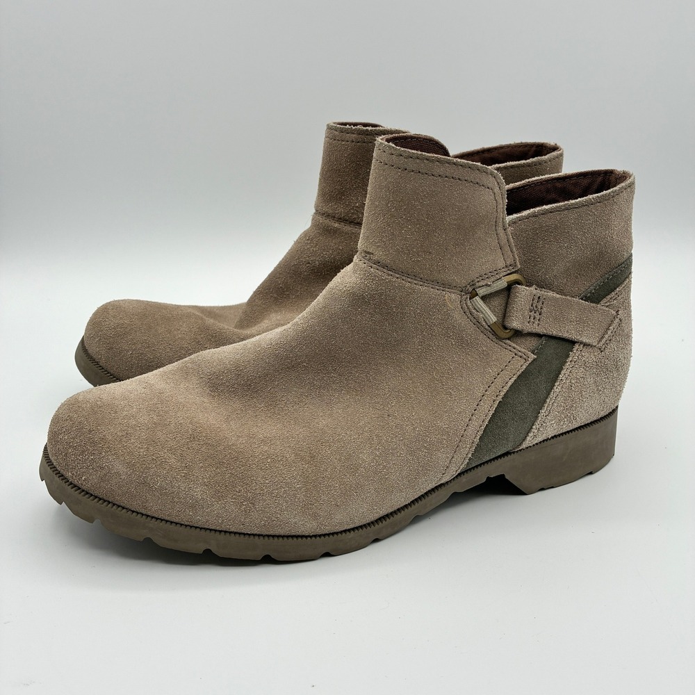 Teva Segundo Ankle Boots Women 9 Taupe Suede Side Zip Buckle